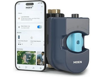 water valve user controlling a smart water valve with a smartphone